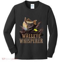 Large Walleye With Fishing Lure Drawing Walleye Whisperer Kids Long Sleeve Shirt thumb 0