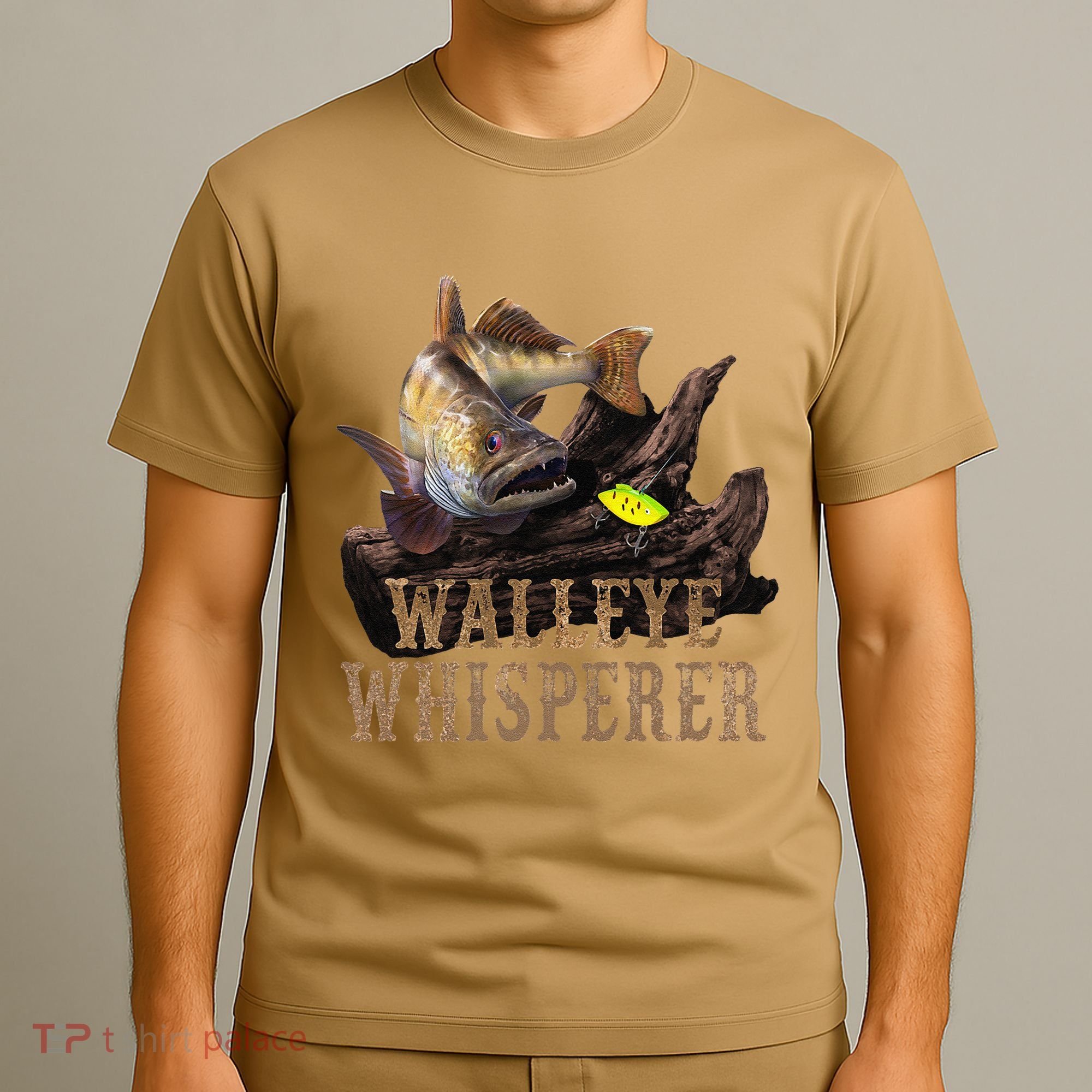 Large Walleye With Fishing Lure Drawing Walleye Whisperer T-Shirt