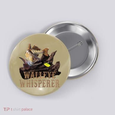 Large Walleye With Fishing Lure Drawing Walleye Whisperer Button
