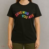 Love Who You Are Rainbow Positive Quote T-Shirt thumb 4