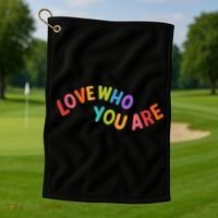 Love Who You Are Rainbow Positive Quote Golf Towel thumb 1
