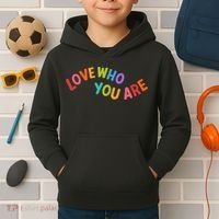 Love Who You Are Rainbow Positive Quote Kids Hoodie thumb 2