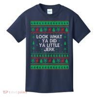 Look What Ya Did Ya Little Jerk Ugly Christmas Kids T-Shirt thumb 0