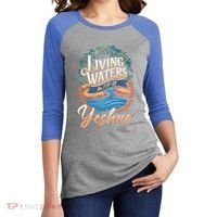 Living Waters Yeshua John 7:3738 Cute Gift Women's Tri-Blend 3/4-Sleeve Raglan Shirt thumb 2