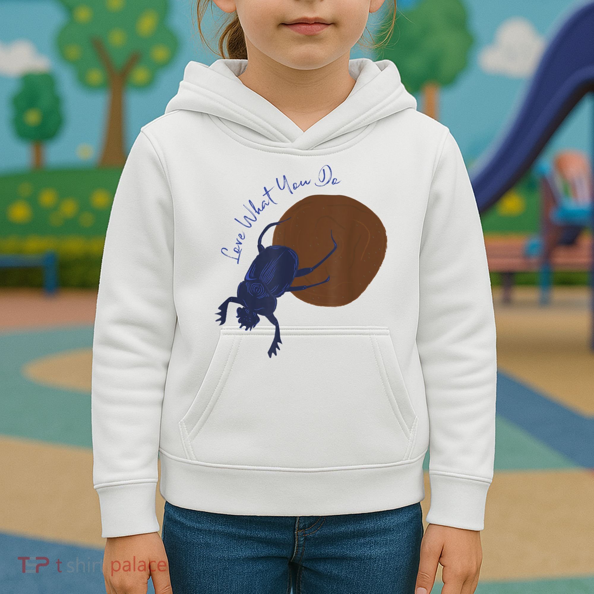 Love What You Do Funny Dung Beetle Bug Kids Hoodie