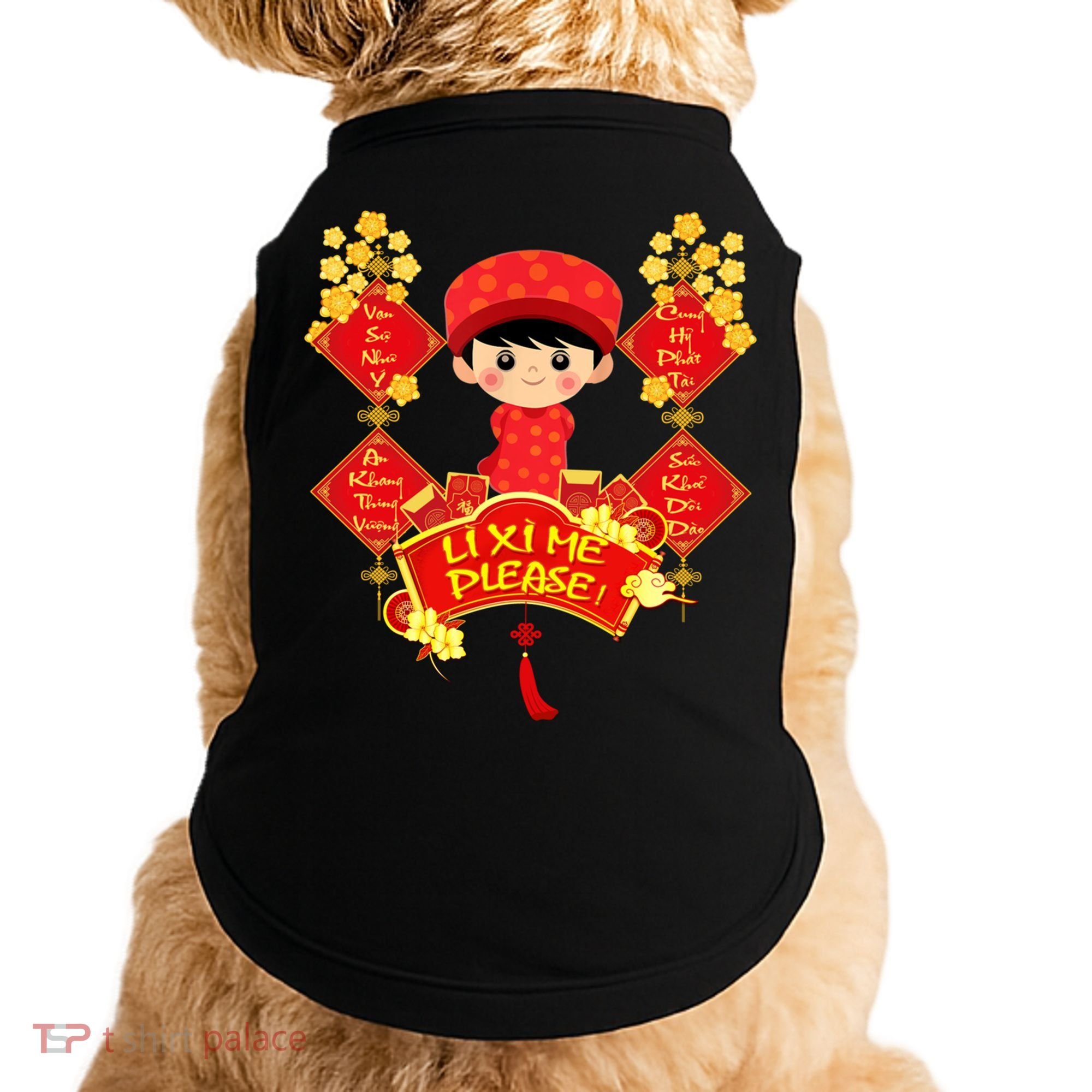 Li Xi Me Please Vietnamese Red Cute Ao Dai Flowers Great Gift Doggie Tank