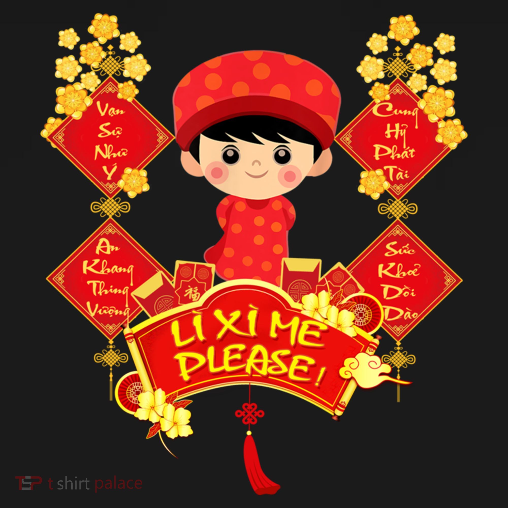 Li Xi Me Please Vietnamese Red Cute Ao Dai Flowers Great Gift Doggie Tank