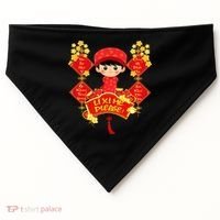 Li Xi Me Please Vietnamese Red Cute Ao Dai Flowers Great Gift USA-Made Doggie Bandana thumb 0