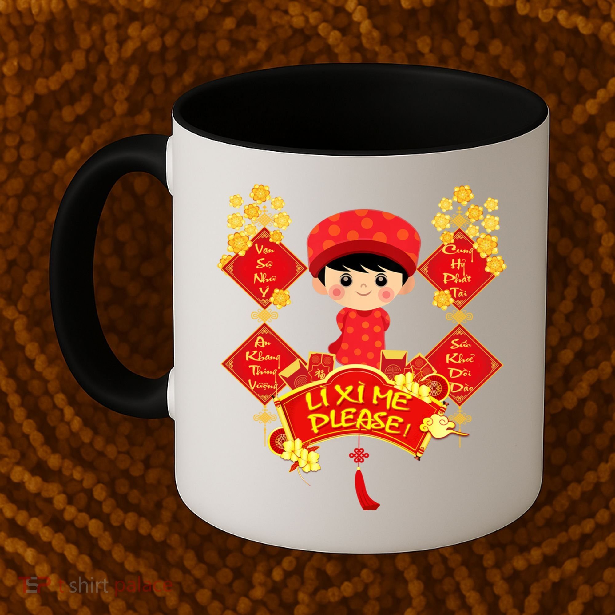Li Xi Me Please Vietnamese Red Cute Ao Dai Flowers Great Gift Coffee Mug