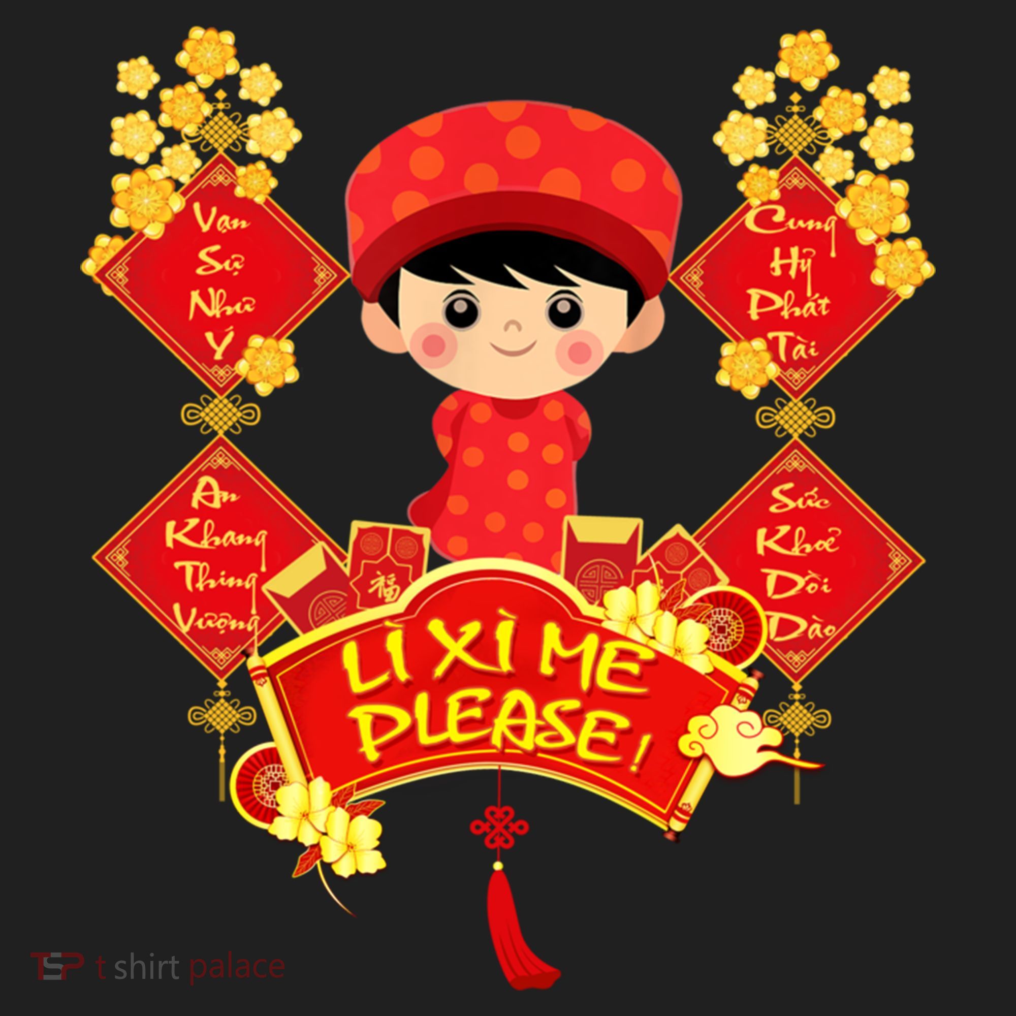 Li Xi Me Please Vietnamese Red Cute Ao Dai Flowers Great Gift Hat