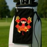 Li Xi Me Please Vietnamese Red Cute Ao Dai Flowers Great Gift Golf Towel thumb 2