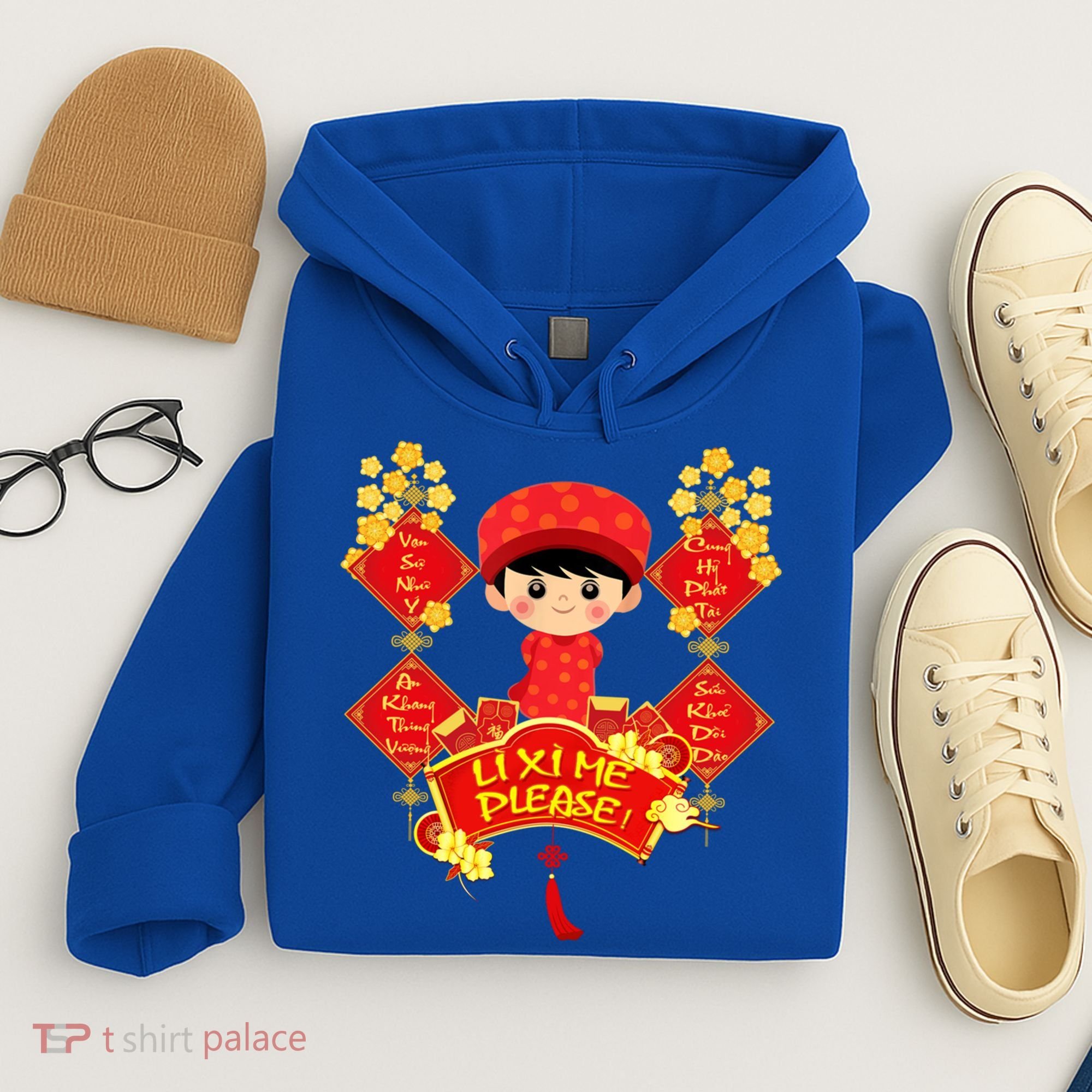 Li Xi Me Please Vietnamese Red Cute Ao Dai Flowers Great Gift Hoodie