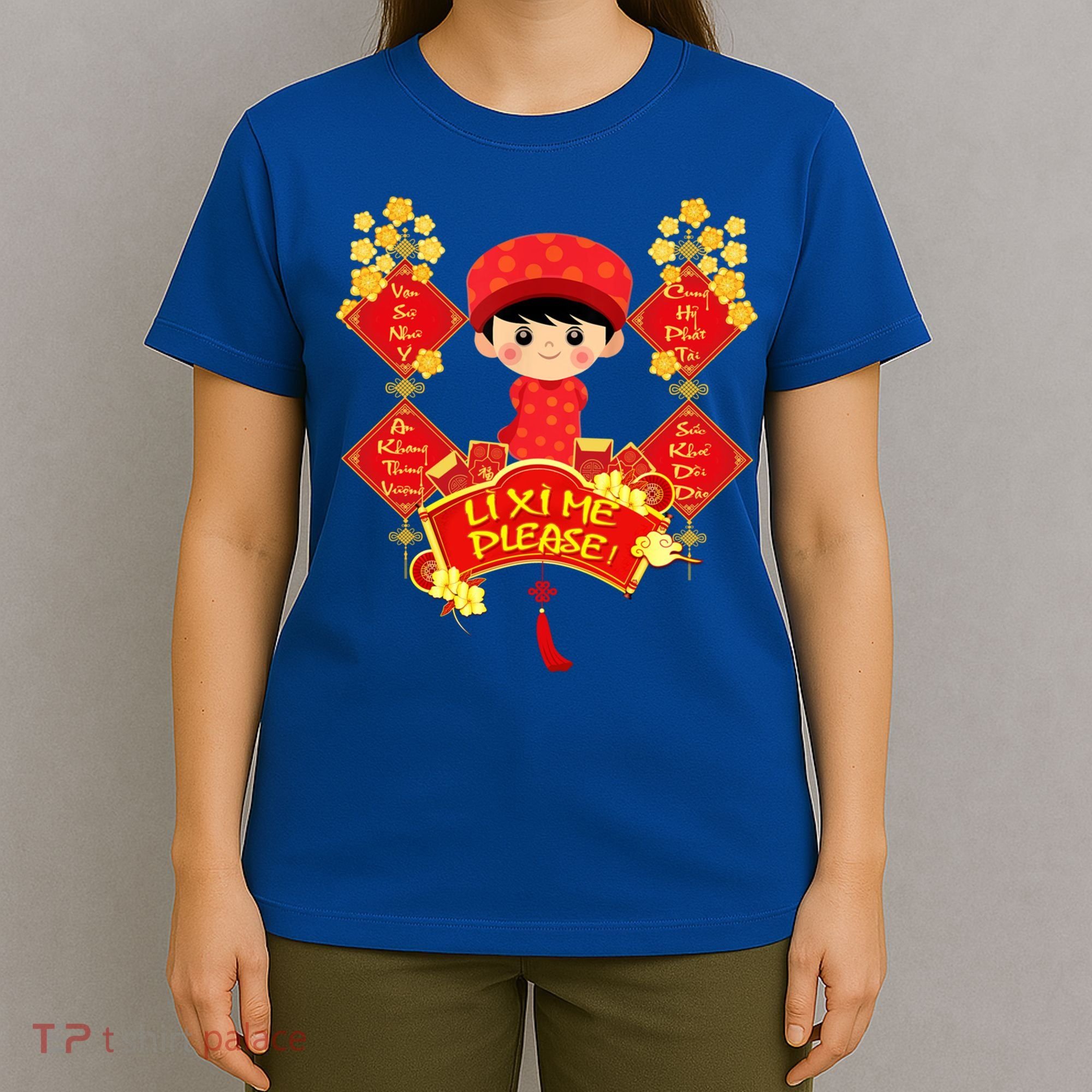Li Xi Me Please Vietnamese Red Cute Ao Dai Flowers Great Gift T-Shirt