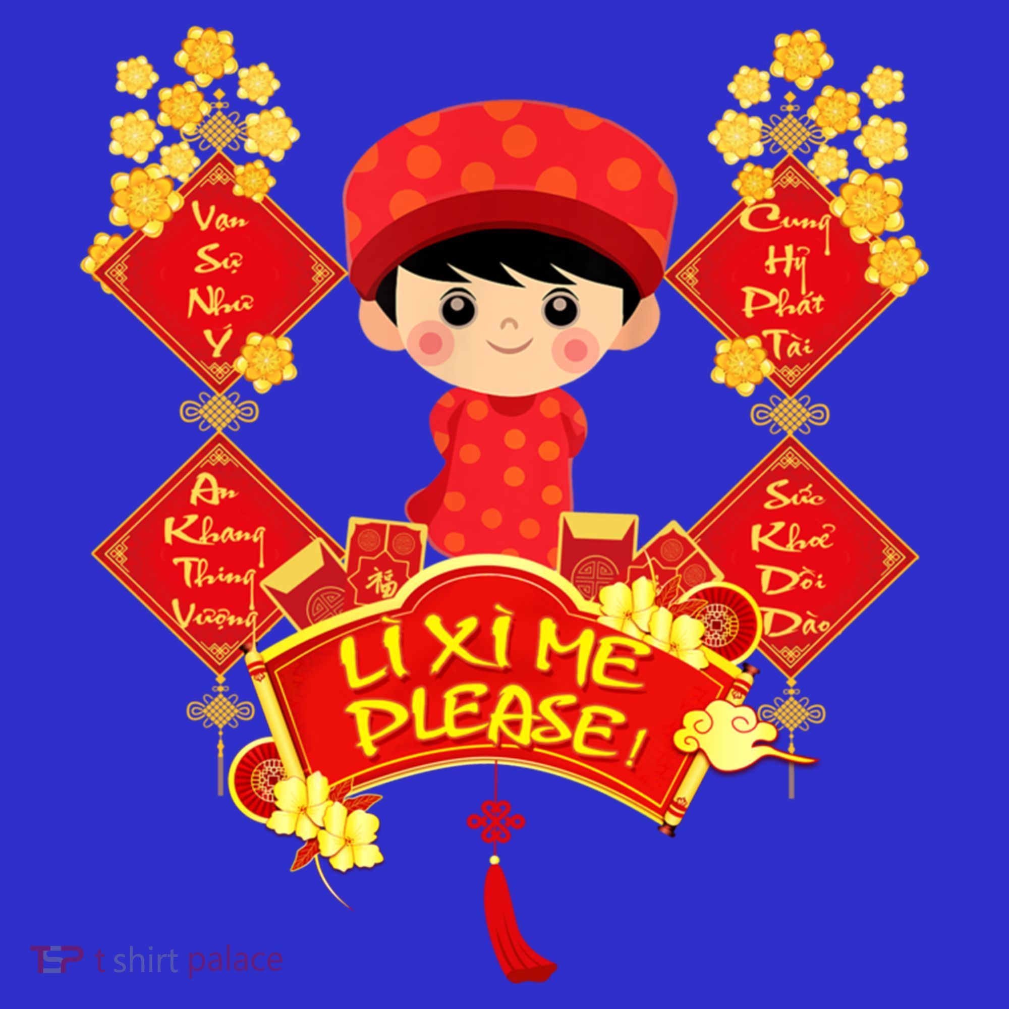Li Xi Me Please Vietnamese Red Cute Ao Dai Flowers Great Gift T-Shirt