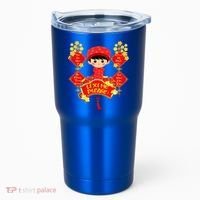 Li Xi Me Please Vietnamese Red Cute Ao Dai Flowers Great Gift Tumbler thumb 0