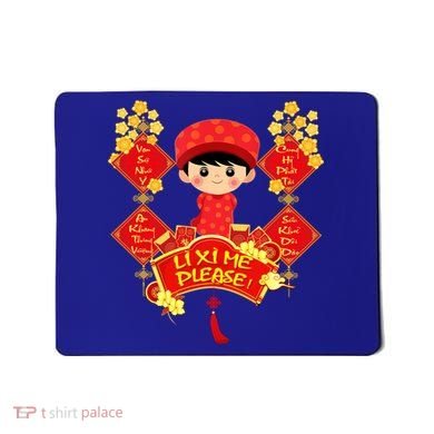 Li Xi Me Please Vietnamese Red Cute Ao Dai Flowers Great Gift Mousepad