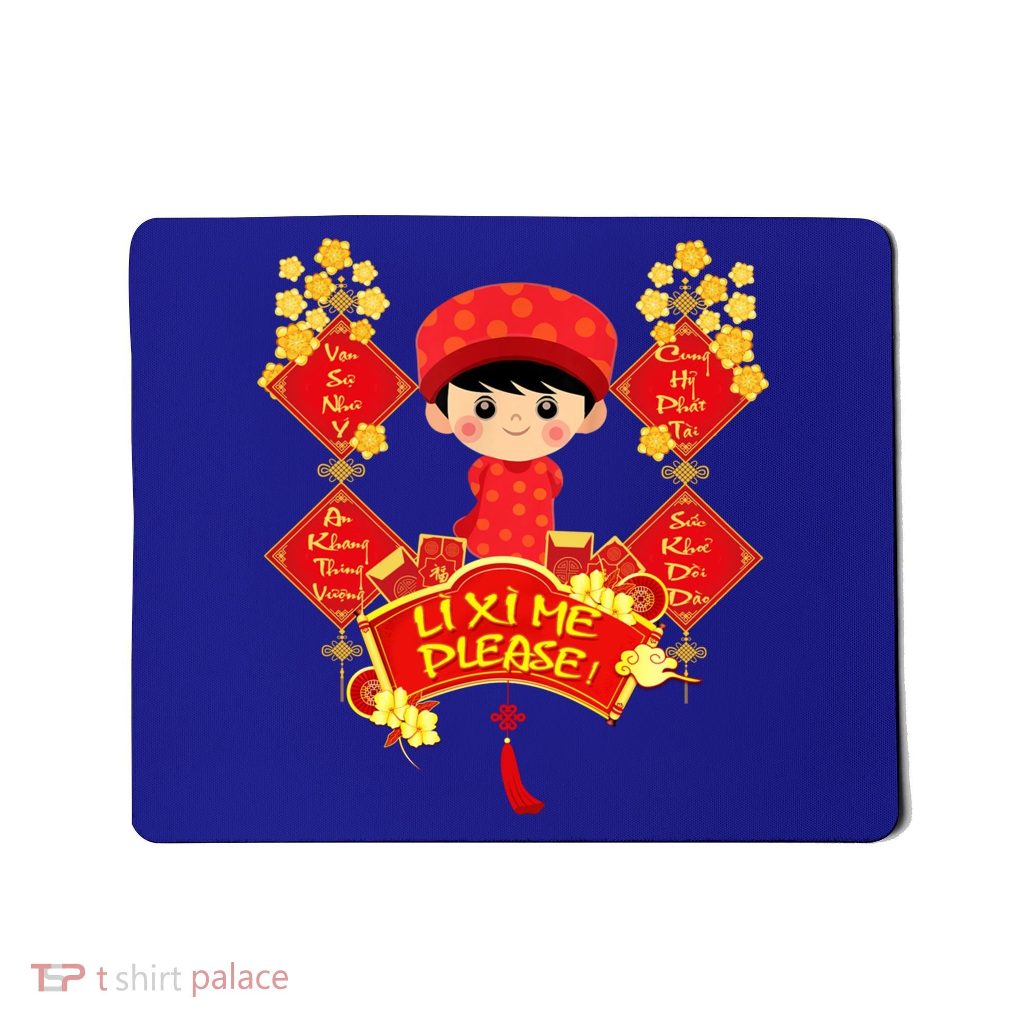 Li Xi Me Please Vietnamese Red Cute Ao Dai Flowers Great Gift Mousepad