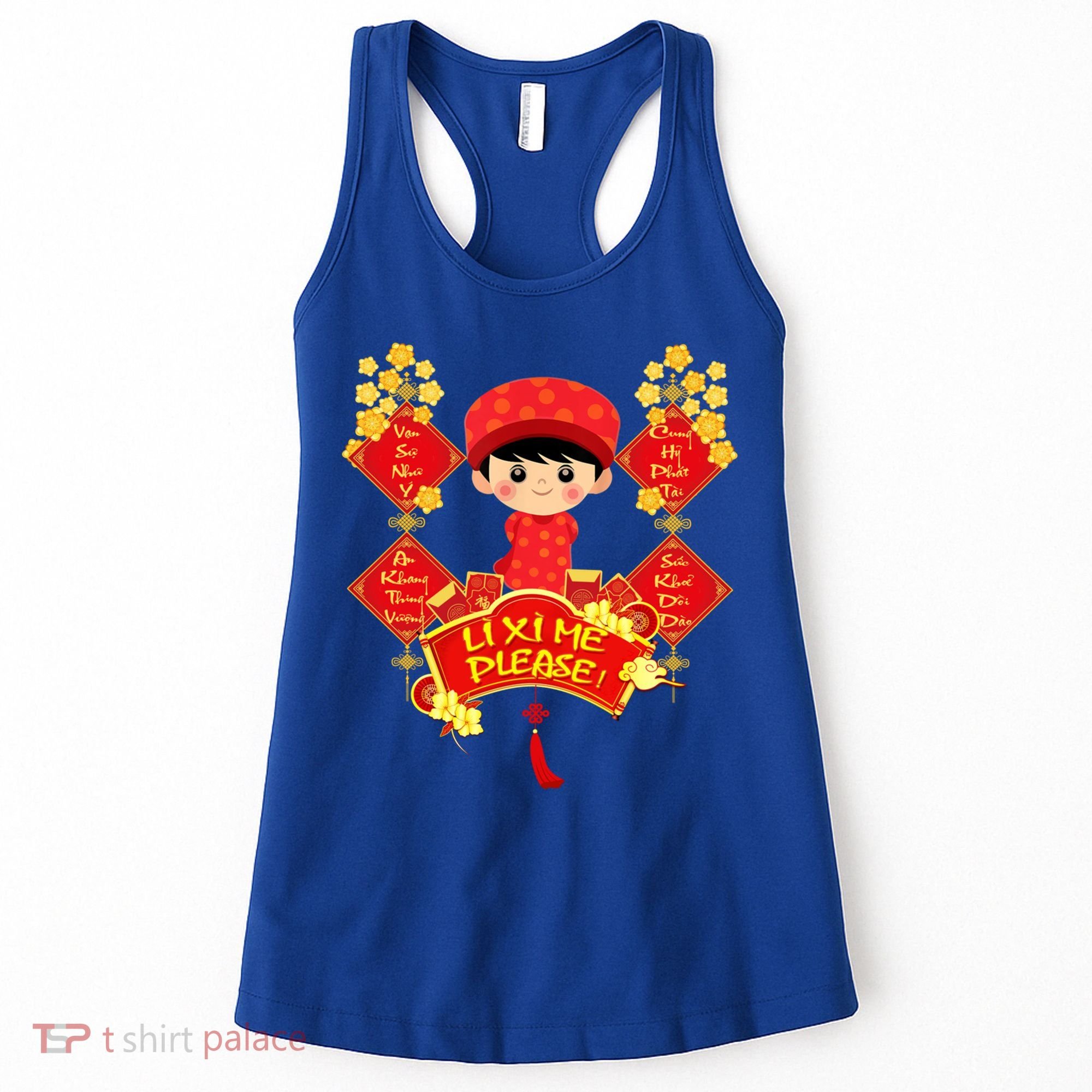 Li Xi Me Please Vietnamese Red Cute Ao Dai Flowers Great Gift Women's Tank Top