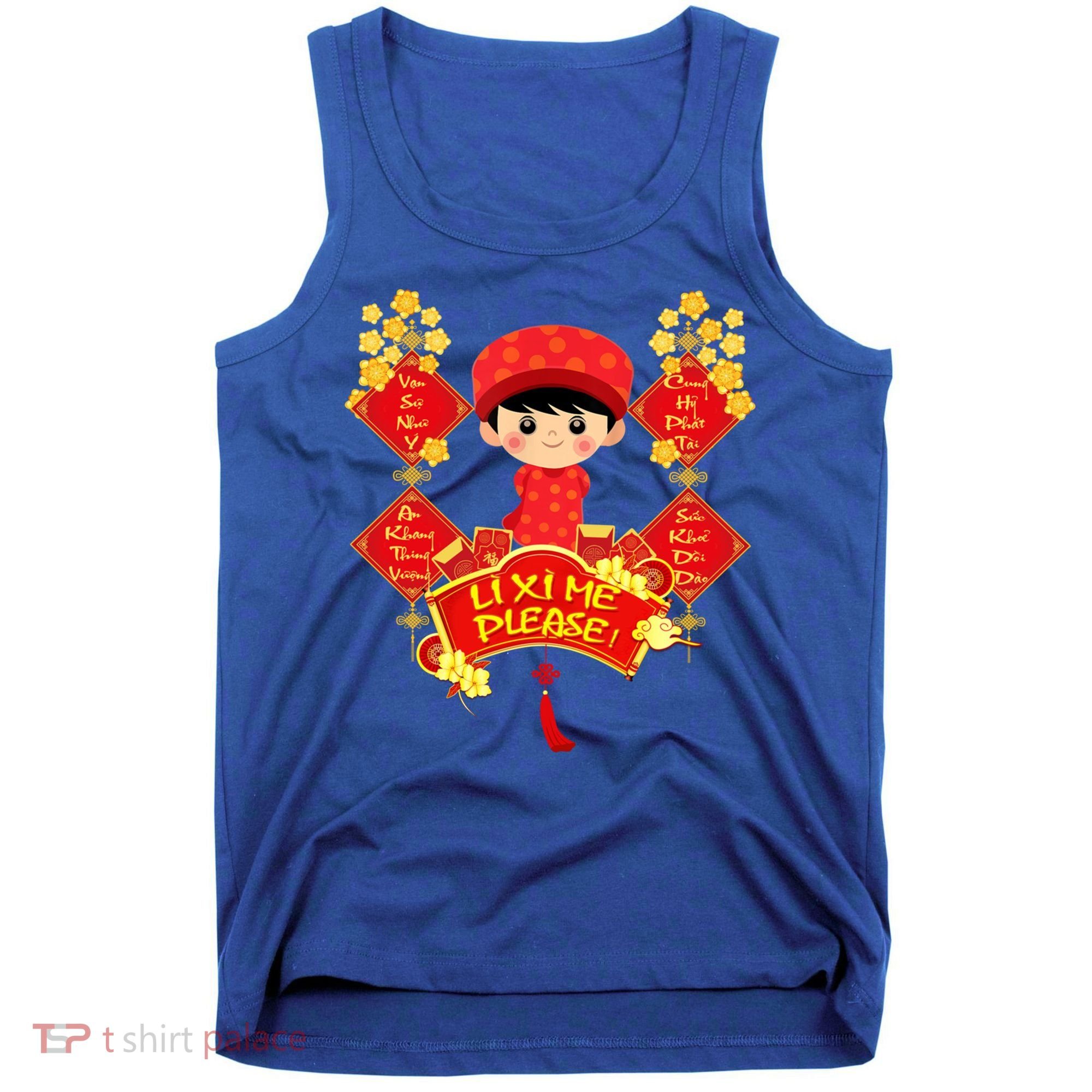 Li Xi Me Please Vietnamese Red Cute Ao Dai Flowers Great Gift Tank Top