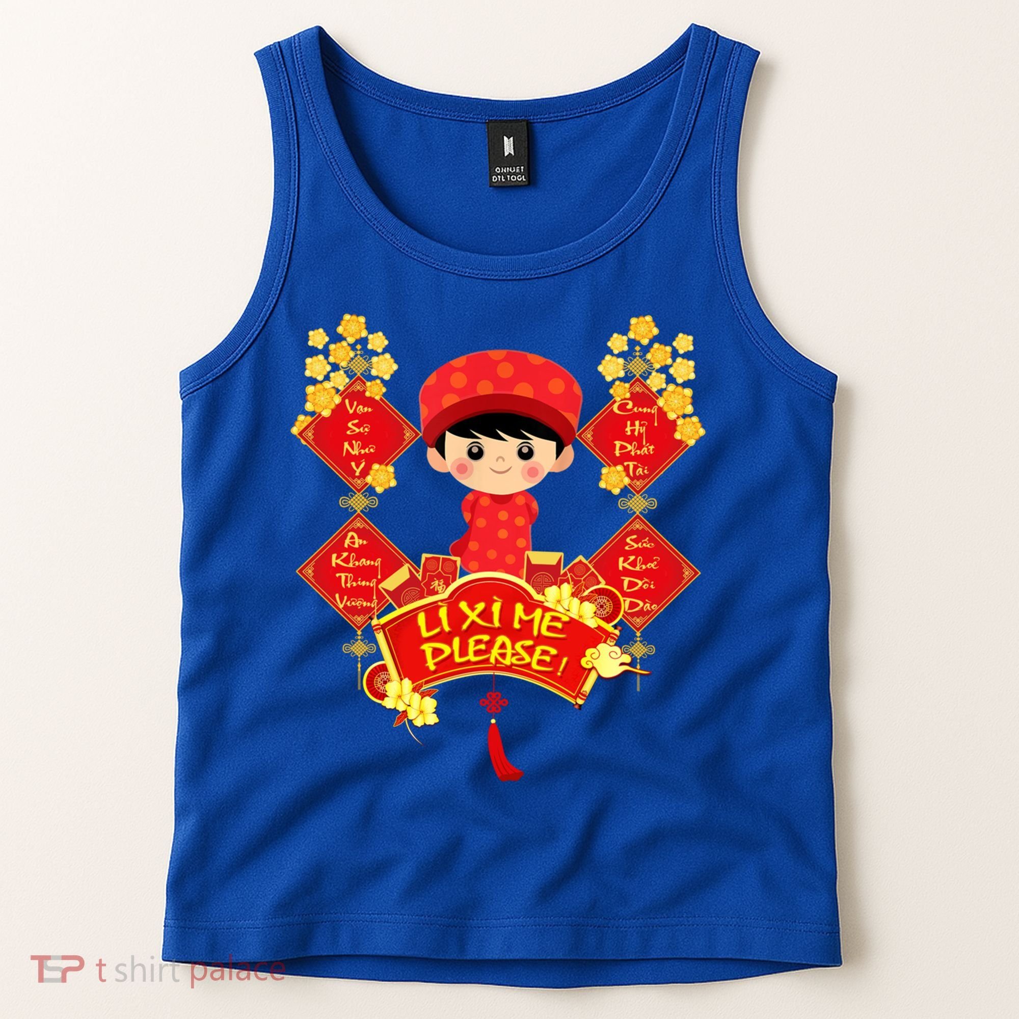 Li Xi Me Please Vietnamese Red Cute Ao Dai Flowers Great Gift Tank Top