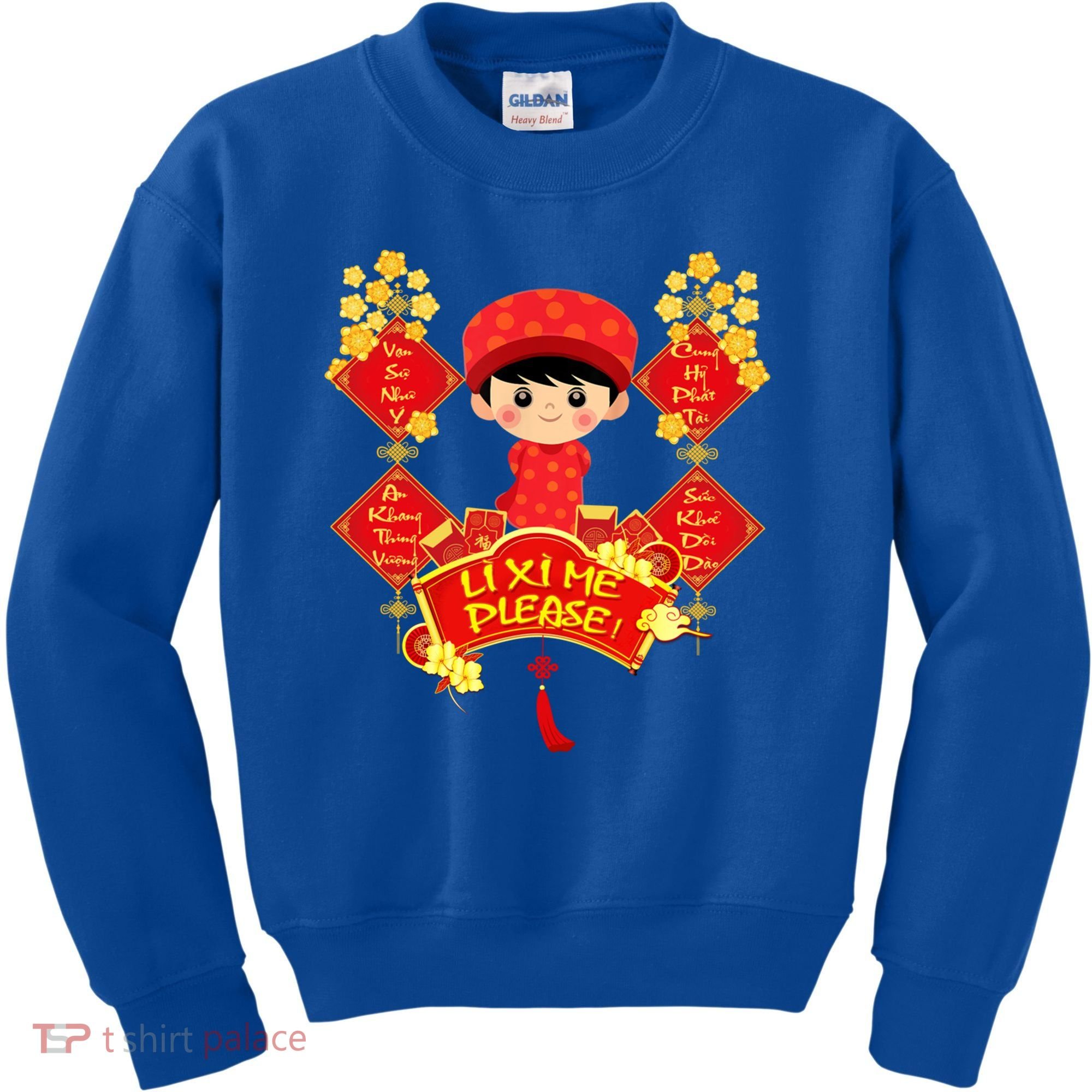 Li Xi Me Please Vietnamese Red Cute Ao Dai Flowers Great Gift Kids Sweatshirt