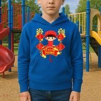 Li Xi Me Please Vietnamese Red Cute Ao Dai Flowers Great Gift Kids Hoodie thumb 2