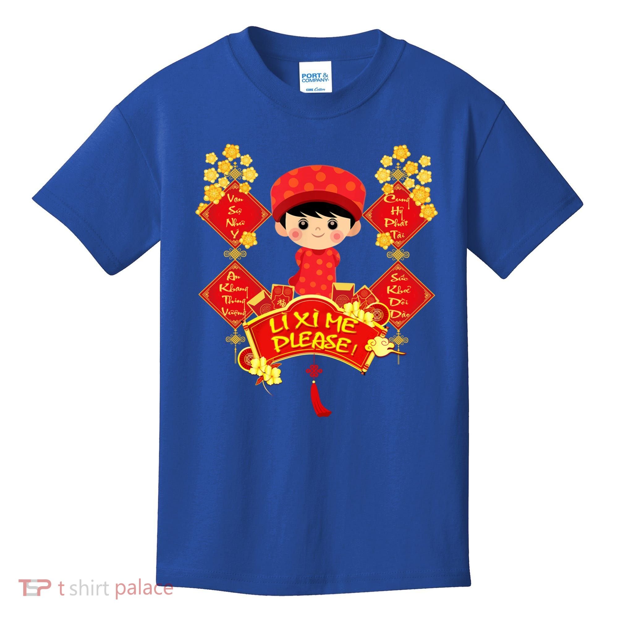 Li Xi Me Please Vietnamese Red Cute Ao Dai Flowers Great Gift Kids T-Shirt