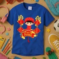 Li Xi Me Please Vietnamese Red Cute Ao Dai Flowers Great Gift Kids T-Shirt thumb 3