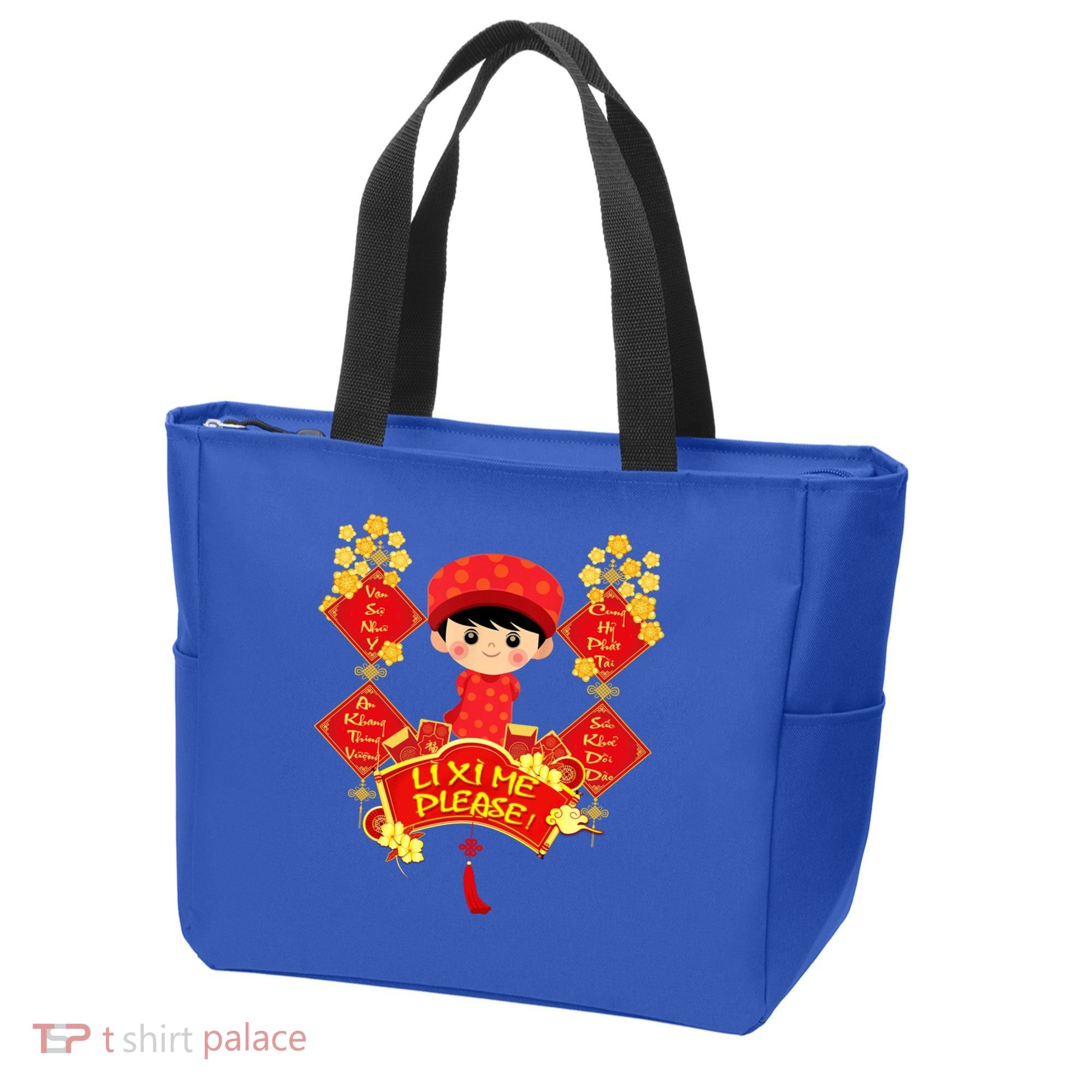Li Xi Me Please Vietnamese Red Cute Ao Dai Flowers Great Gift Tote Bag