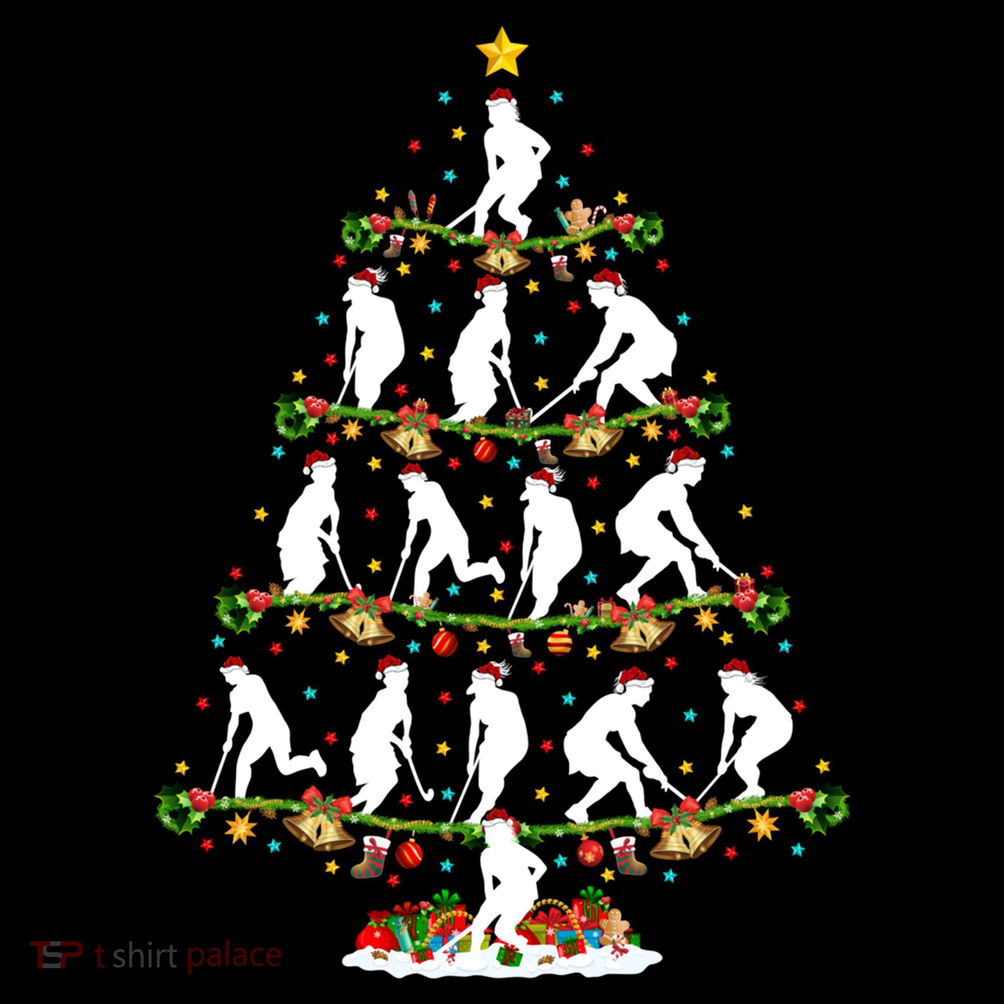 Lights Xmas Santa Field Hockey Player Christmas Tree Gift Coffee Mug