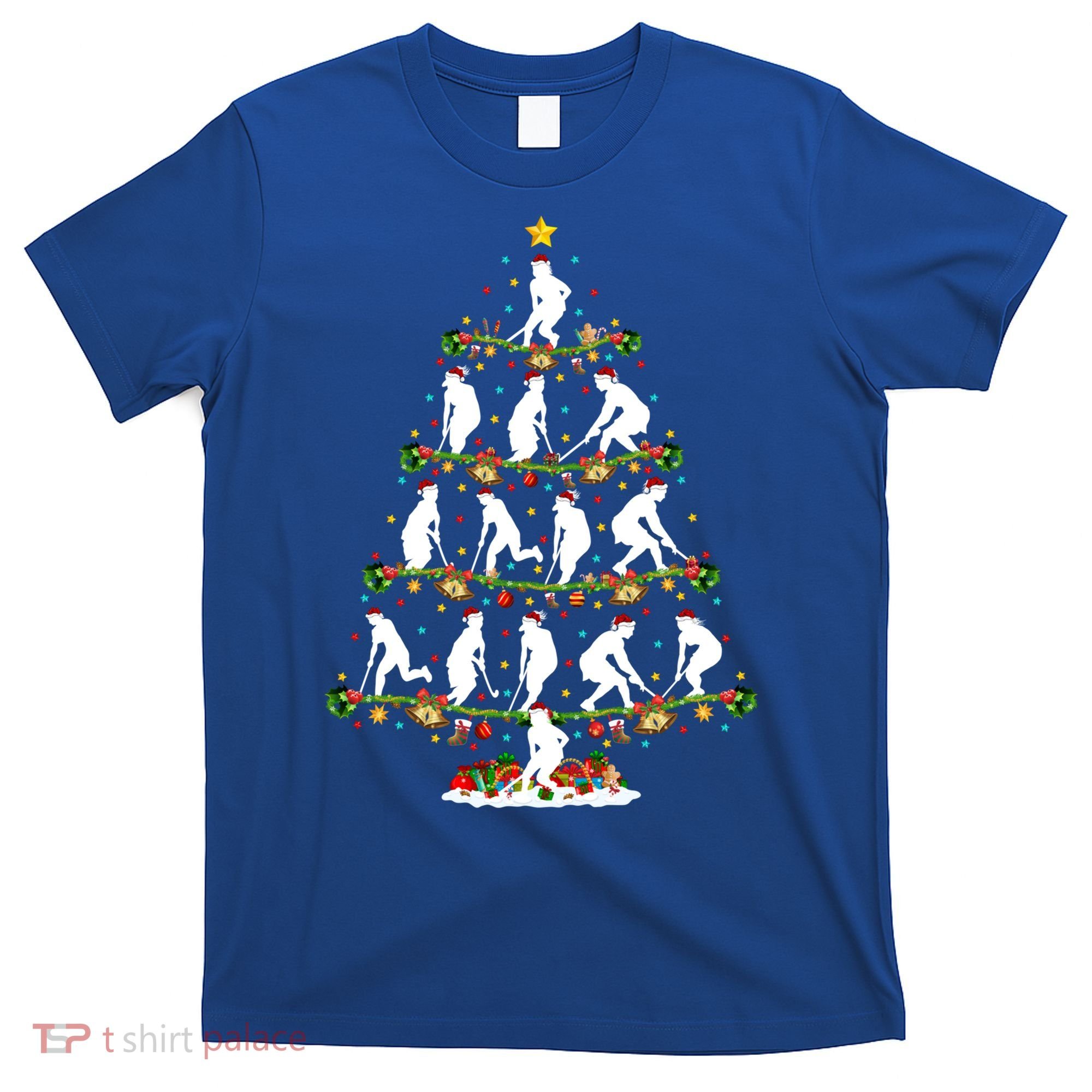 Lights Xmas Santa Field Hockey Player Christmas Tree Gift T-Shirt