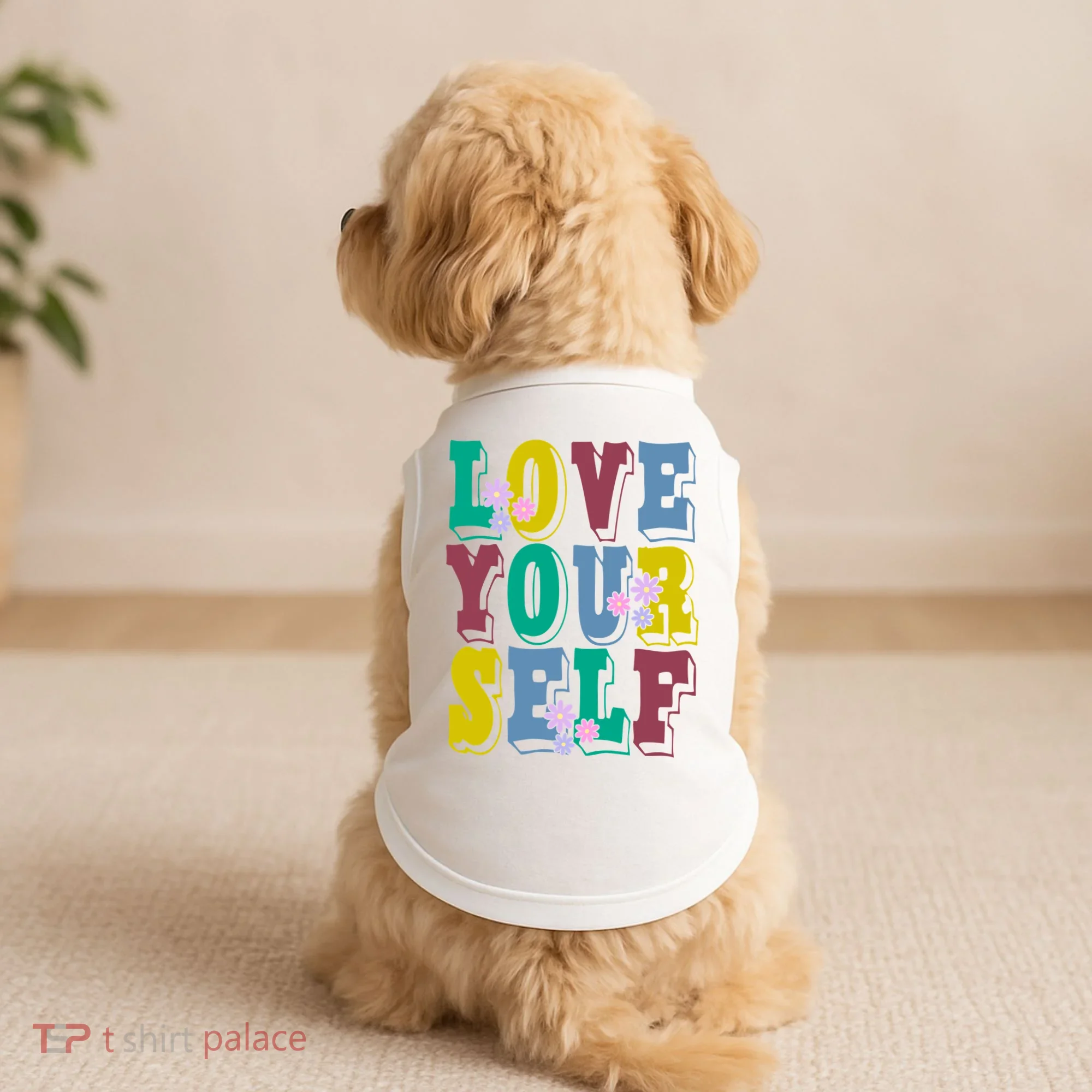 Love Yourself Cute Flower Doggie Tank