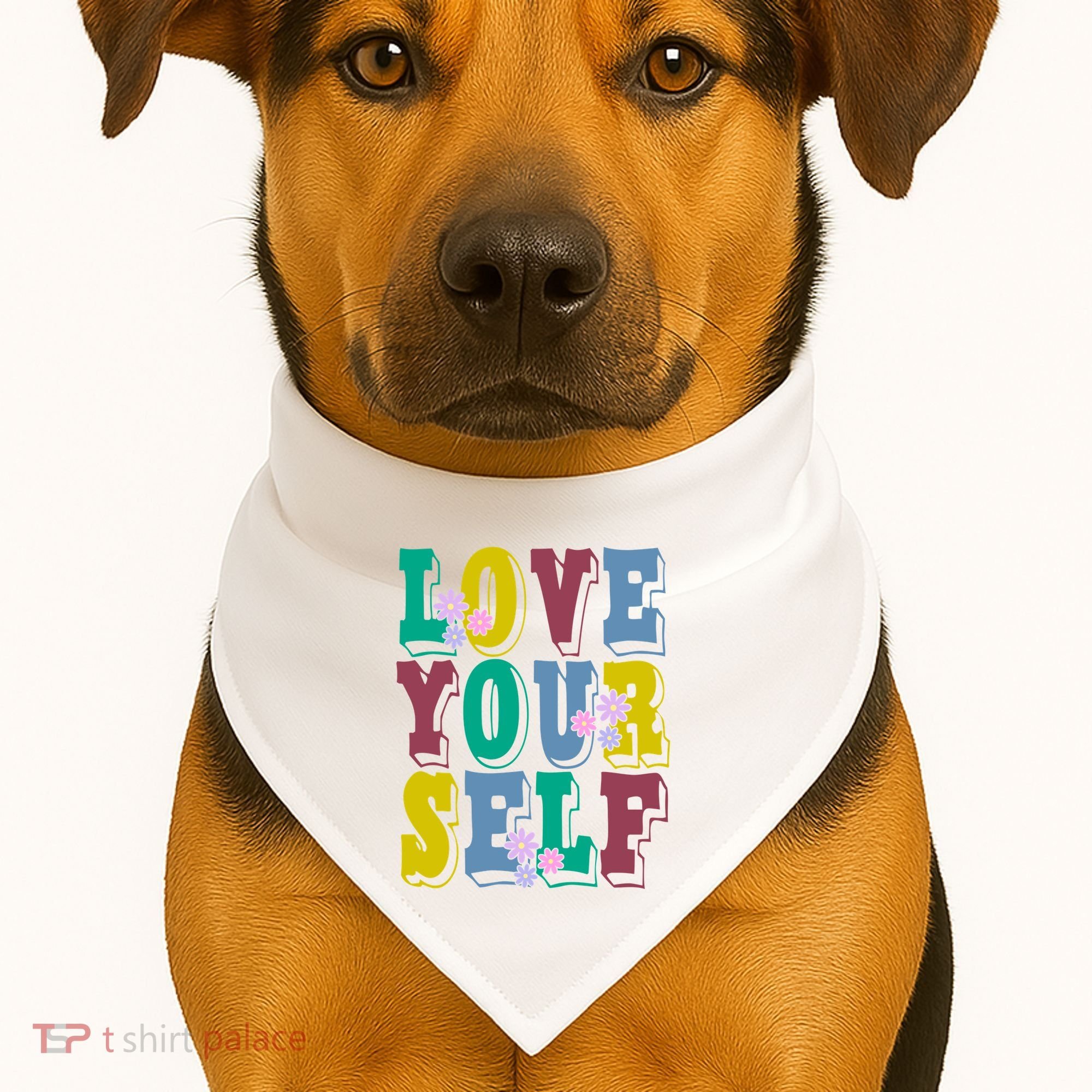 Love Yourself Cute Flower USA-Made Doggie Bandana