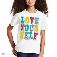 Love Yourself Cute Flower Kids T-Shirt thumb 2