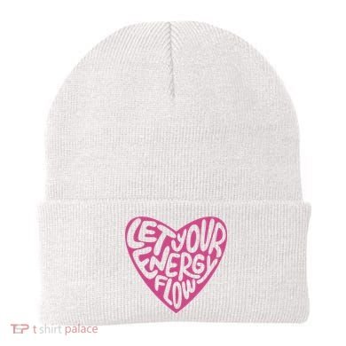 Let Your Energy Flow Heart Quote Beanie