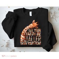 Let Your Faith Be Taller Than Your Fear Giraffe Sweatshirt thumb 2