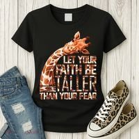 Let Your Faith Be Taller Than Your Fear Giraffe Women's T-Shirt thumb 3