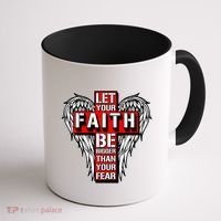 Let Your Faith Be Bigger Than Your Fear Winged Cross Coffee Mug thumb 1