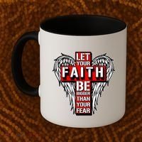 Let Your Faith Be Bigger Than Your Fear Winged Cross Coffee Mug thumb 2