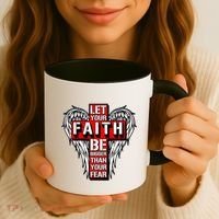 Let Your Faith Be Bigger Than Your Fear Winged Cross Coffee Mug thumb 3