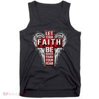 Let Your Faith Be Bigger Than Your Fear Winged Cross Tank Top thumb 0