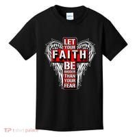 Let Your Faith Be Bigger Than Your Fear Winged Cross Kids T-Shirt thumb 0