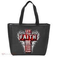Let Your Faith Be Bigger Than Your Fear Winged Cross Tote Bag thumb 0