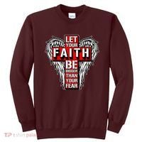 Let Your Faith Be Bigger Than Your Fear Winged Cross Sweatshirt thumb 0