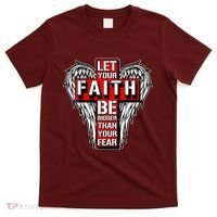 Let Your Faith Be Bigger Than Your Fear Winged Cross T-Shirt thumb 0