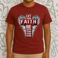 Let Your Faith Be Bigger Than Your Fear Winged Cross T-Shirt thumb 3