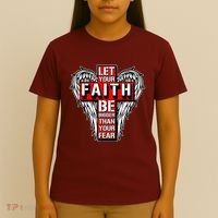 Let Your Faith Be Bigger Than Your Fear Winged Cross T-Shirt thumb 4
