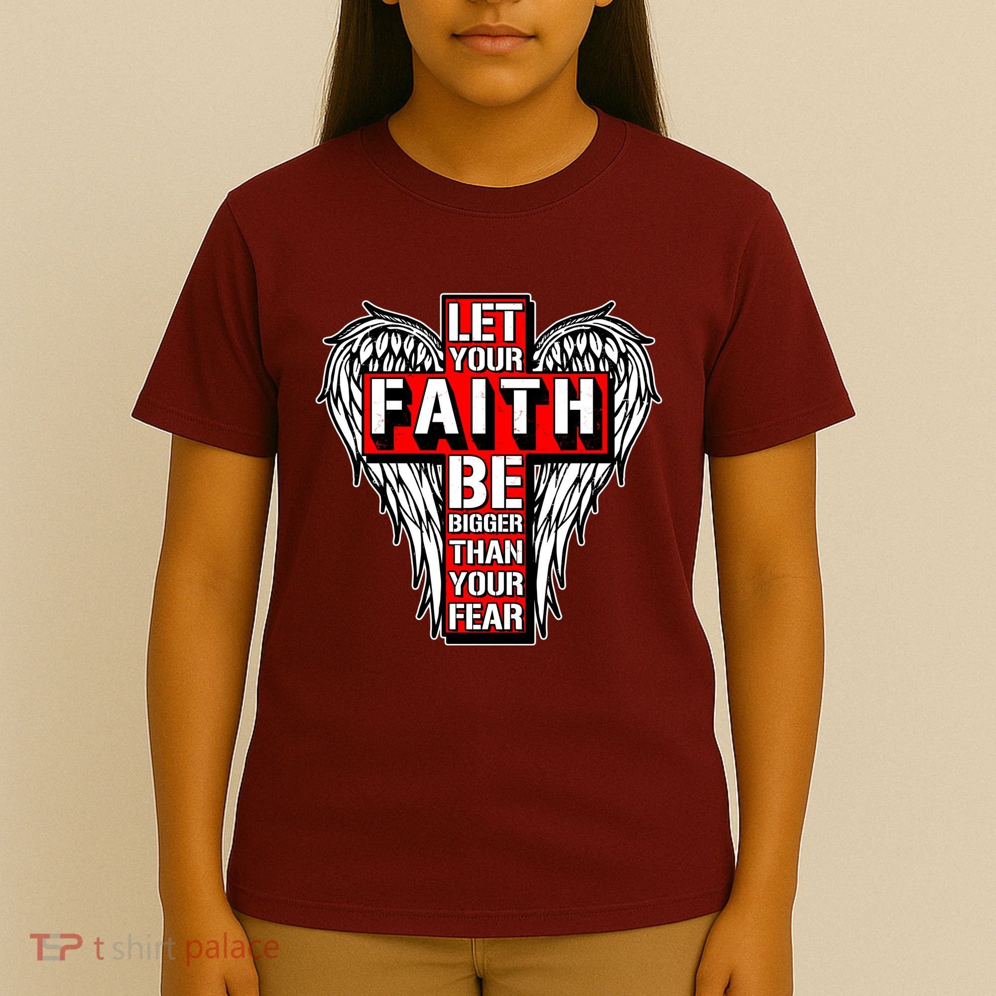 Let Your Faith Be Bigger Than Your Fear Winged Cross T-Shirt