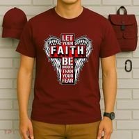 Let Your Faith Be Bigger Than Your Fear Winged Cross T-Shirt thumb 6