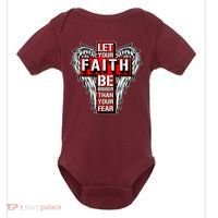 Let Your Faith Be Bigger Than Your Fear Winged Cross Baby Bodysuit thumb 0